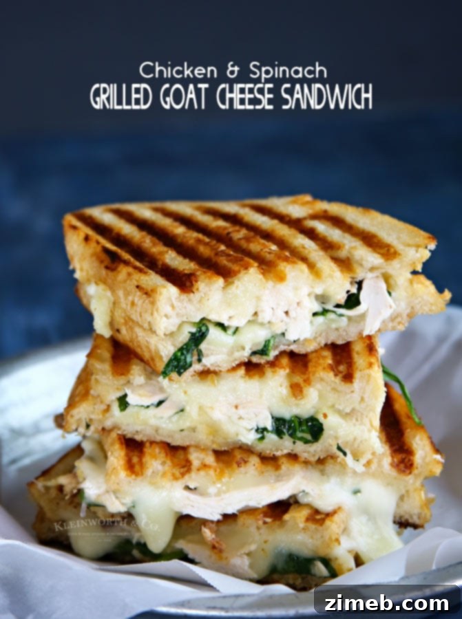 Chicken, Spinach, and Grilled Goat Cheese Sandwich 6 Perfectly Grilled Chicken & Spinach Goat Cheese Sandwich