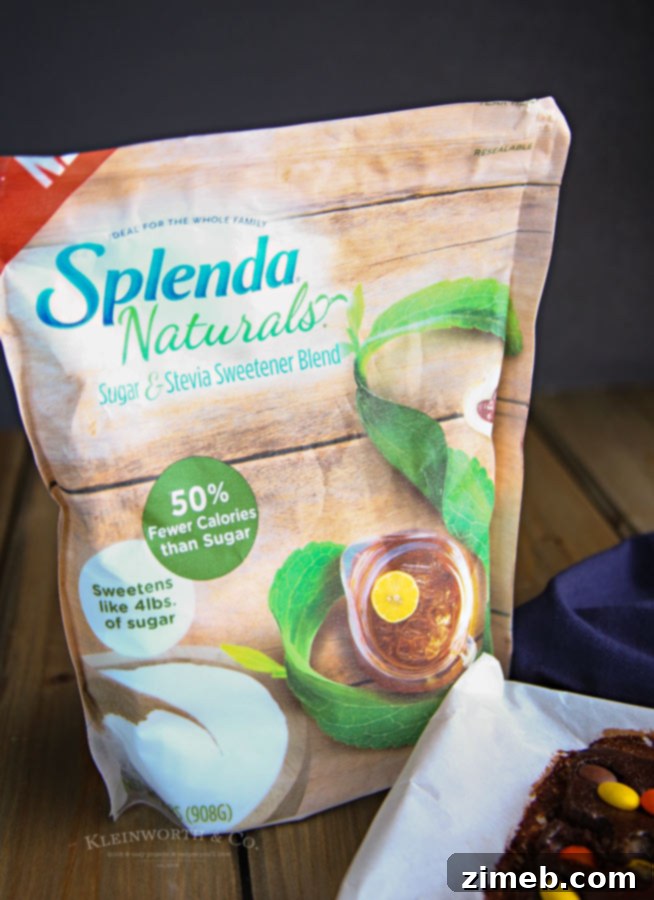 Fudgy Peanut Butter Brownie Bars 4 Peanut Butter Pieces Brownies with SPLENDA® Naturals Sugar & Stevia Blend