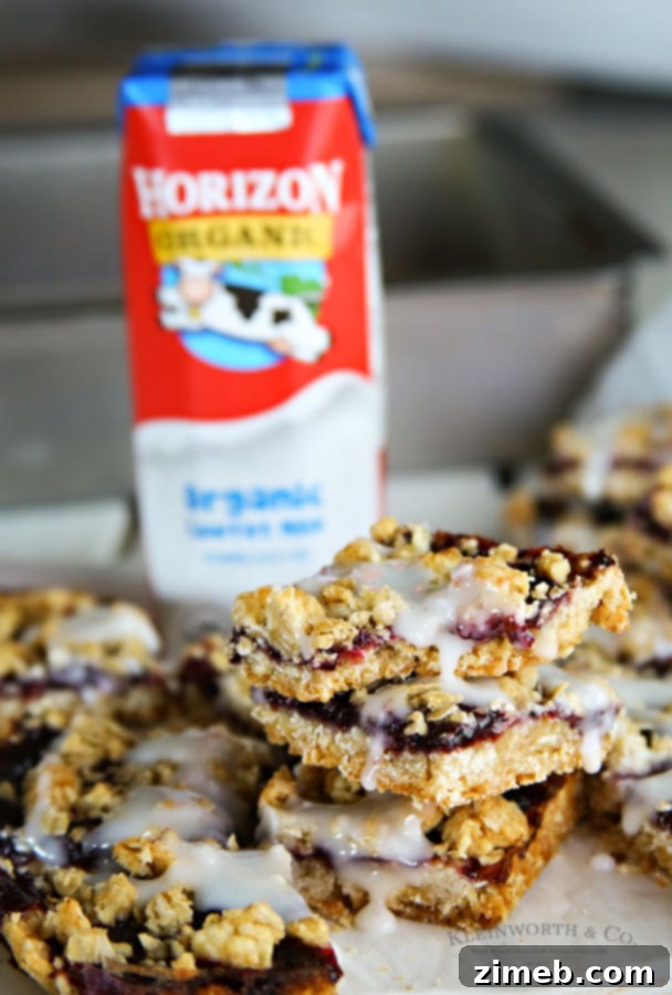 Blackberry Cream Oat Bars with Horizon Organic Milk