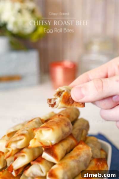 Cheesy Roast Beef Egg Roll Bites - Easy Snack Idea