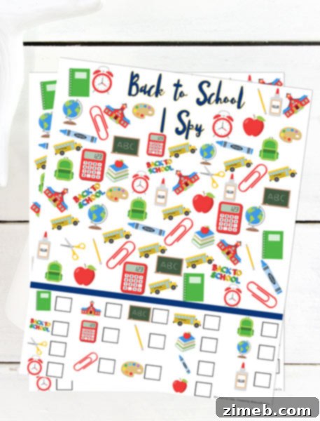 Back to School I Spy Printable