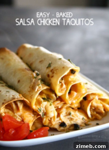 Baked Salsa Chicken Taquitos