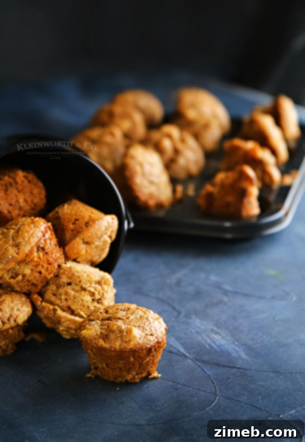 Sweet & Crunchy Banana Macadamia Minis 2 Best mini muffins - Fluffy Banana Macadamia Nut Mini Muffins, ideal for breakfast or snacks.