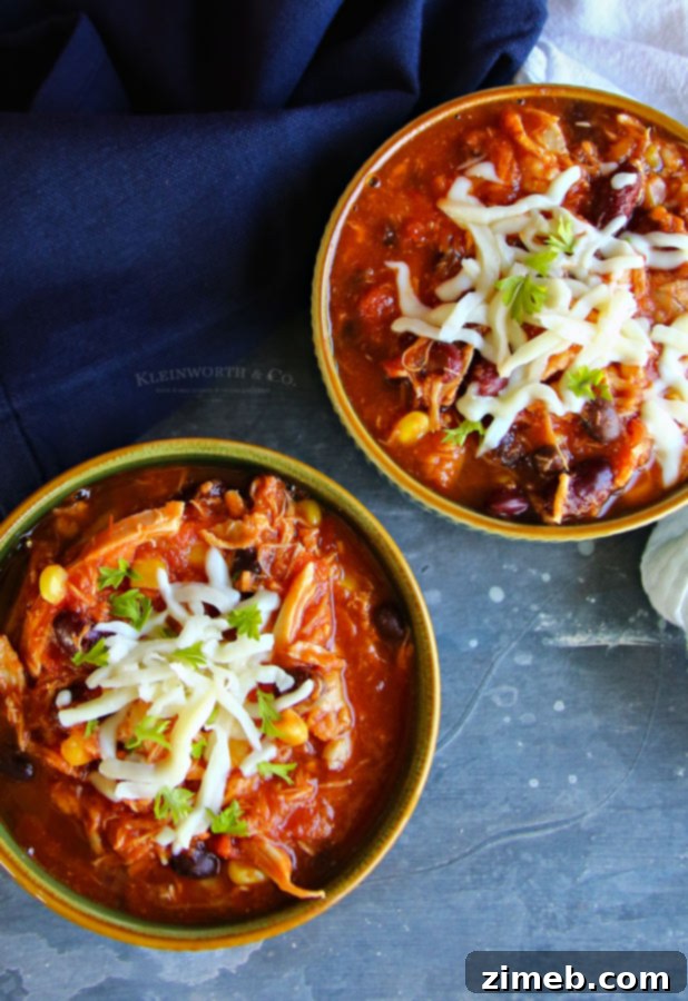 Hearty Chicken Black Bean Taco Soup with rotisserie chicken
