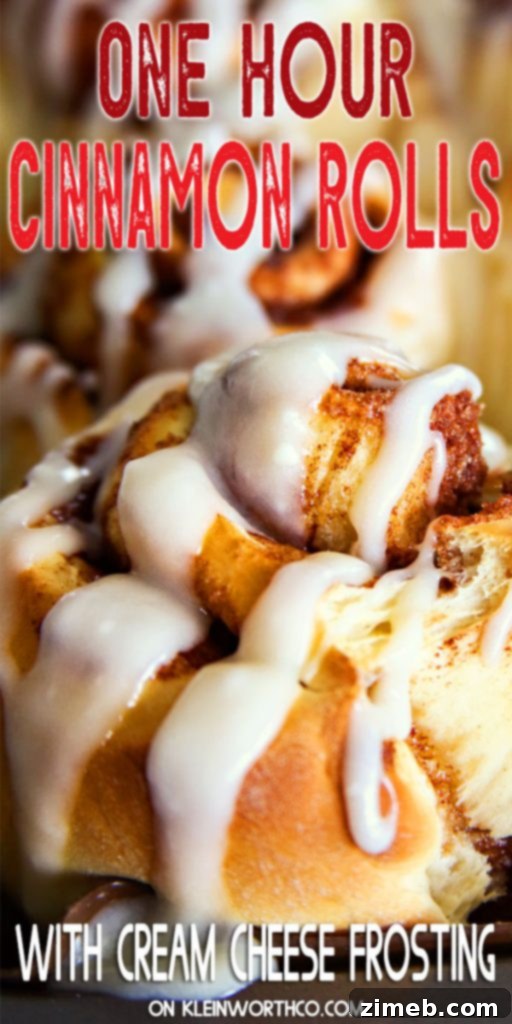 Fluffy One Hour Cinnamon Rolls with Cream Cheese Frosting