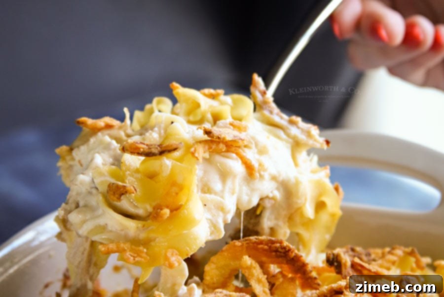 Golden French Onion Chicken Noodle Bake 4 French Onion Chicken Noodle Casserole recipe ready to serve