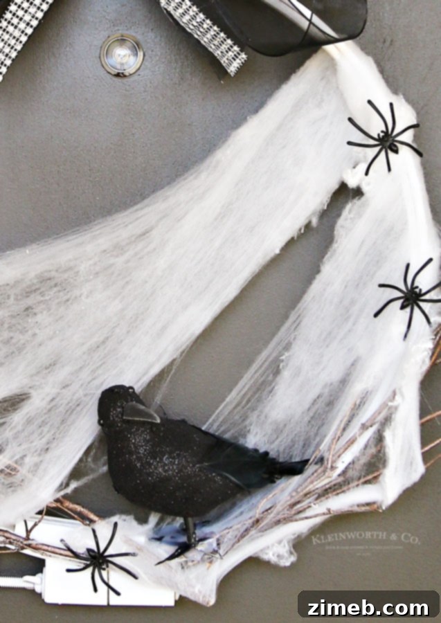 Spooky Raven Halloween Wreath - completed craft project