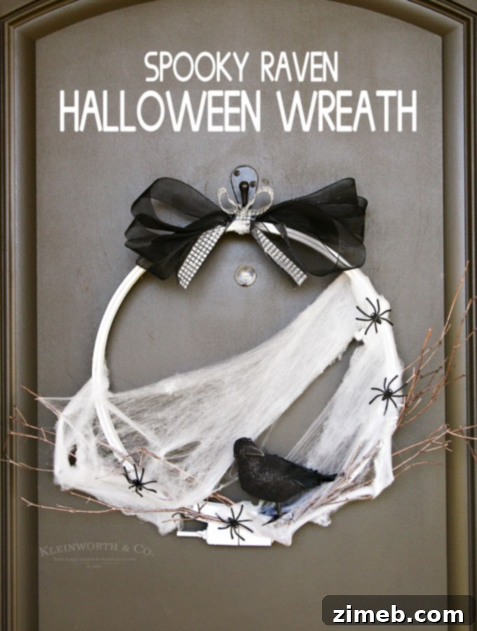 Spooky Raven Halloween Wreath - front door decoration
