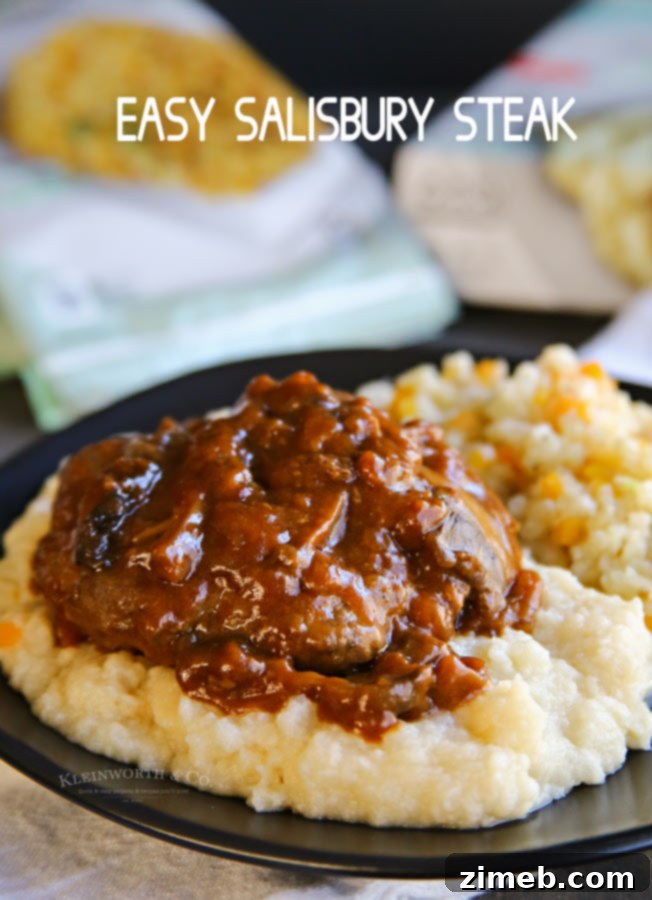 Easy Salisbury Steak Dinner served hot and ready to eat