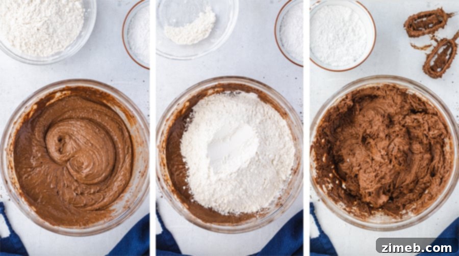 mixing Chocolate Crinkle Cookies dough in a stand mixer