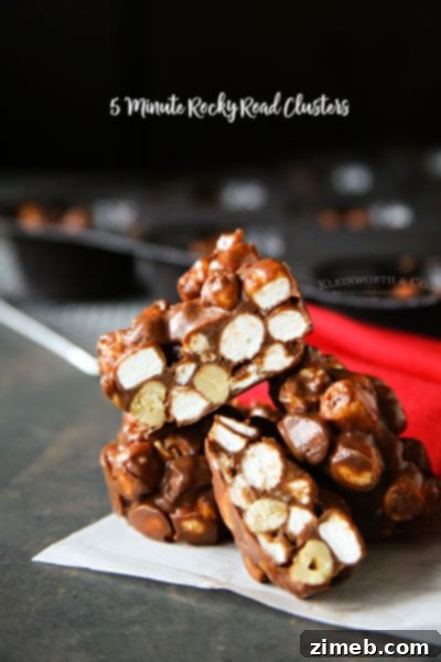 Easy 5 Minute Rocky Road Clusters recipe, a quick and delicious Christmas treat.