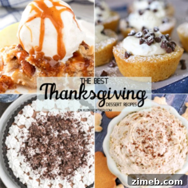Sweet Endings for Thanksgiving 3 A diverse spread of the Best Thanksgiving Dessert Recipes, including various pies, cakes, and small treats.