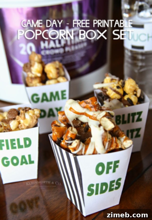 Game Day Popcorn Box Set printable for football parties