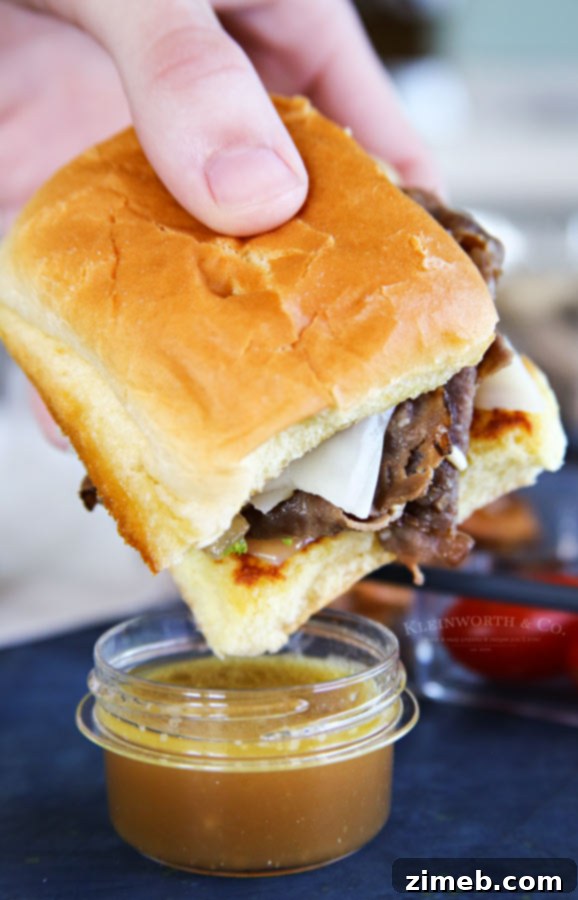 Effortless French Dip Bites 3 Easy French Dip Sliders recipe: Homemade au jus and savory beef