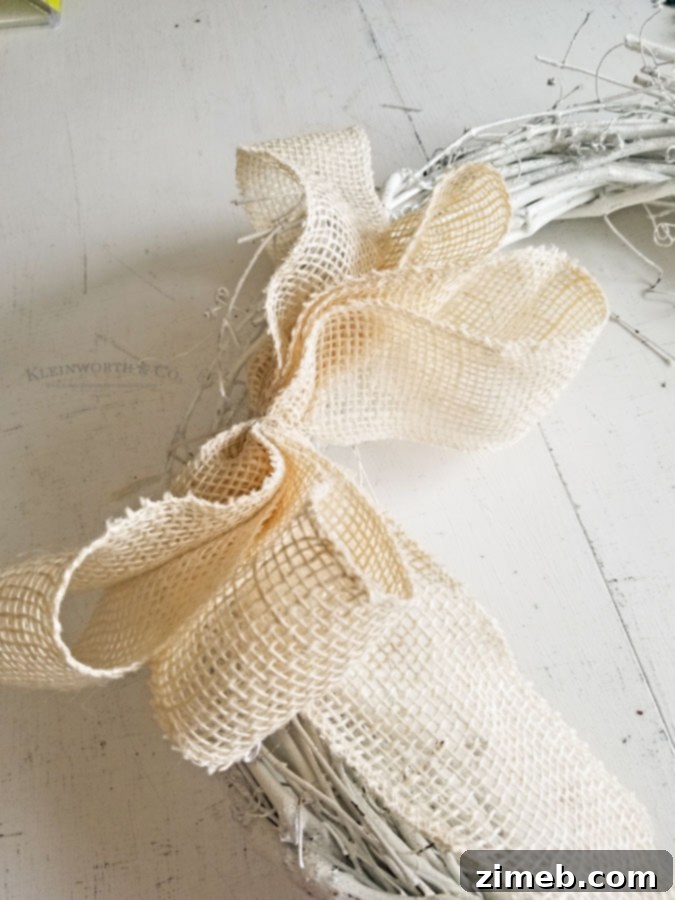 how to make a wreath - attach bow