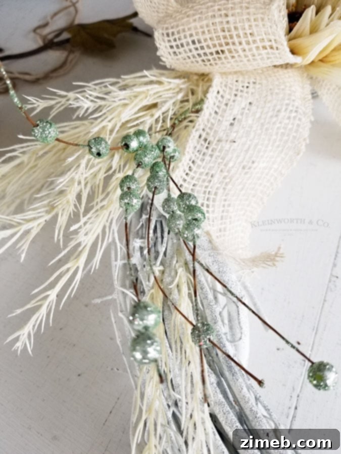 wreath tutorial - attach embellishments