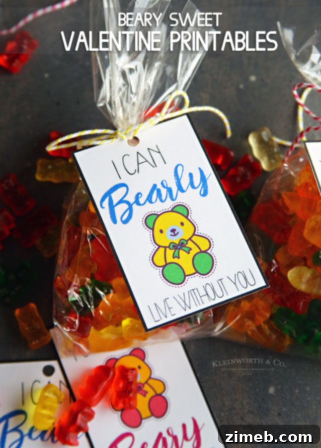Bear Hug Valentine Printables 8 Beary Sweet Printable Valentines - Downloadable card image.