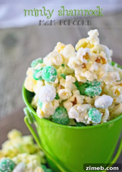 Quick Minty Hot Fudge 9 Minty Shamrock M&M Popcorn for St. Patrick's Day
