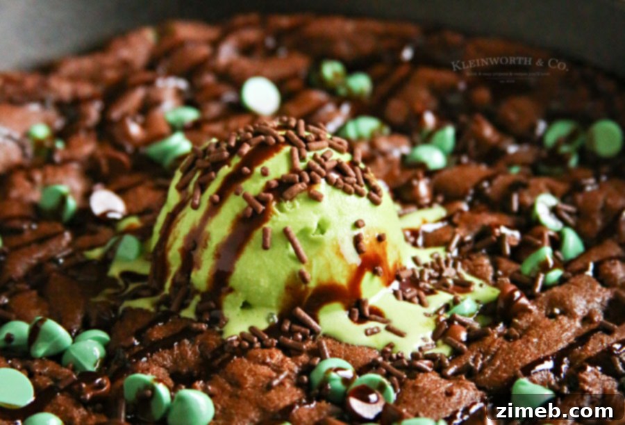 Gooey Mint Chocolate Skillet Delight 3 Skillet cookie recipe being prepared