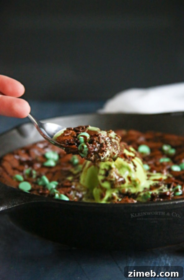 Gooey Mint Chocolate Skillet Delight 4 Delicious mint chocolate cookie in a skillet