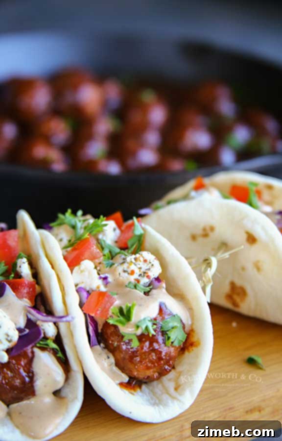 game day recipe - BBQ Meatball Street Tacos 