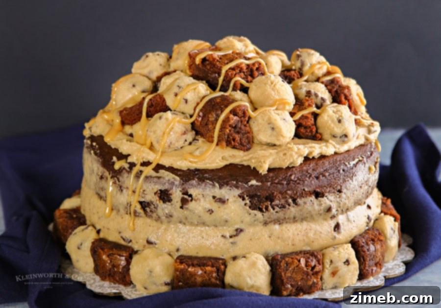 The Ultimate Brownie & Cookie Dough Freak Cake 4 A bowl of rich, egg-free cookie dough ready for cake topping