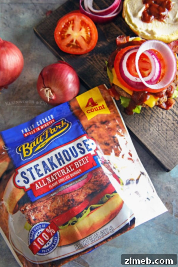 Smoky BBQ Bacon Steakhouse Burger 5 Steakhouse burger patties ready for grilling