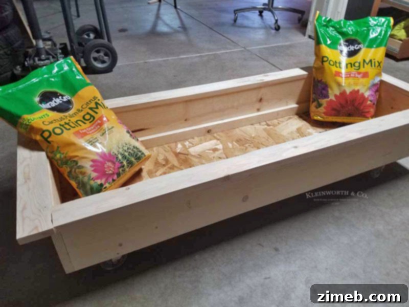Build a Wheeled Garden Box 10 Newly Built DIY Rolling Planter Box Ready for Finishing