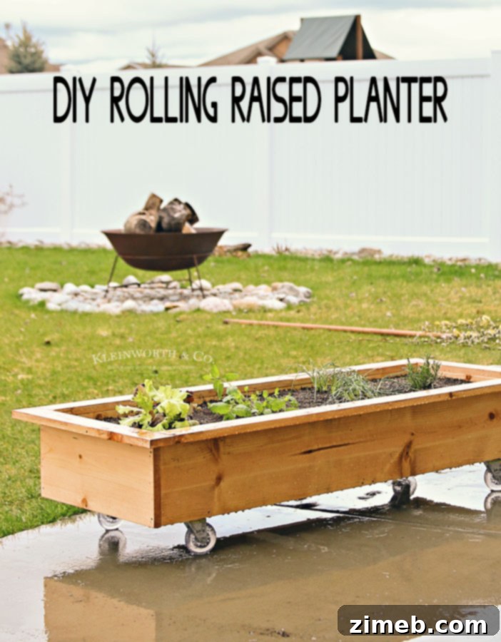 Build a Wheeled Garden Box 16 Completed DIY Rolling Planter Box with Fresh Herbs