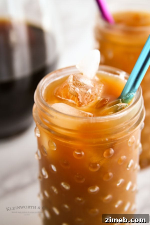 cold brew coffee recipe - showing coffee in a pitcher