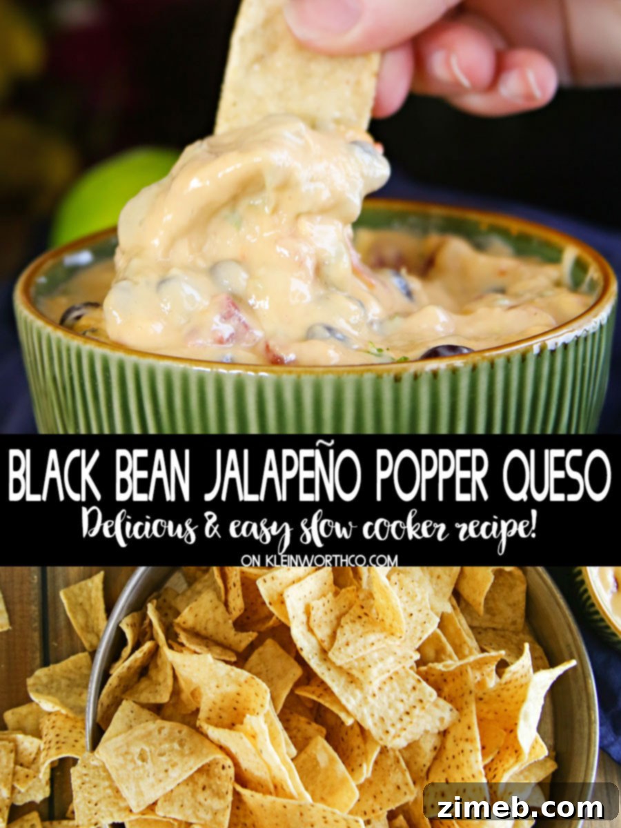 Black Bean Jalapeño Popper Queso - perfect for parties