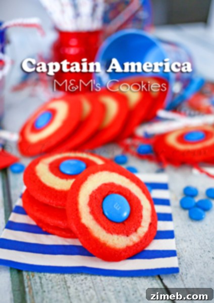 Effortless Red, White, and Blue Cookies 8 Captain America M&M's Cookies - superhero themed cookies