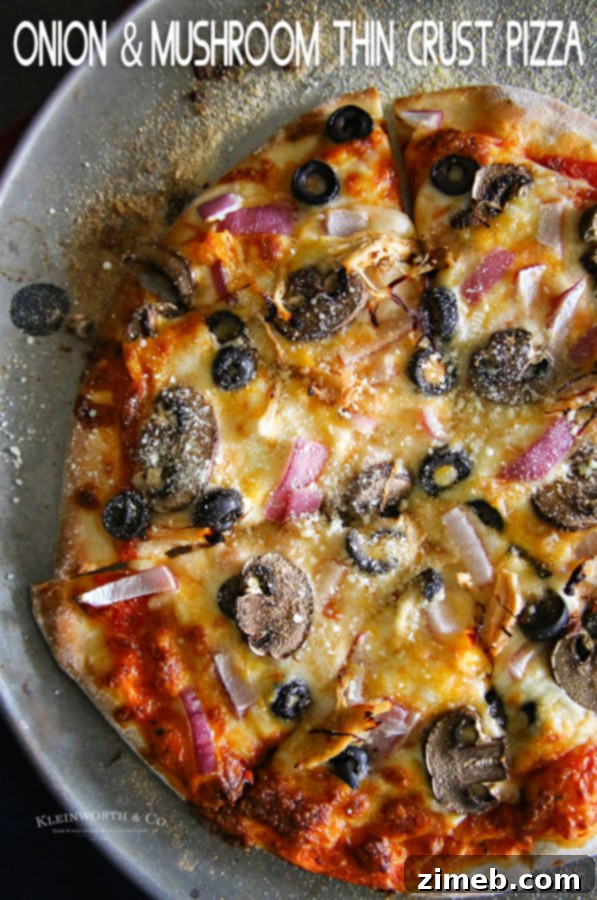 Crispy Thin Crust Onion and Mushroom Pizza 11 Onion & Mushroom Thin Crust Pizza
