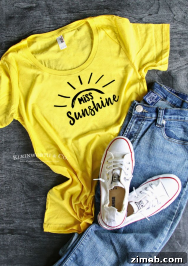 Miss Sunshine Tee Transfer 2 Cricut file image - Miss Sunshine design for heat transfer vinyl