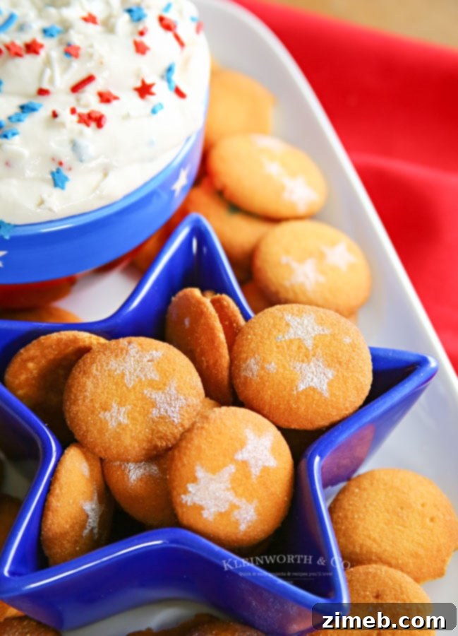 Star-Spangled Sweet Dip 5 Patriotic Cake Batter Dip and star cookies