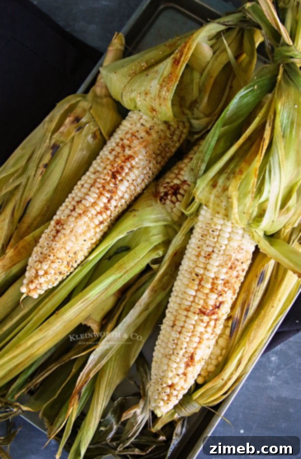 Ember-Kissed Corn 3 Close-up of smoked corn on the cob recipe with butter and spices