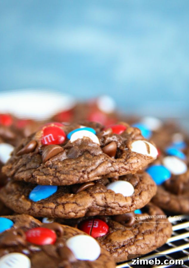 Star Spangled Chewy Brownie Cookies 5 Chewy brownie cookies recipe with festive M&M's.