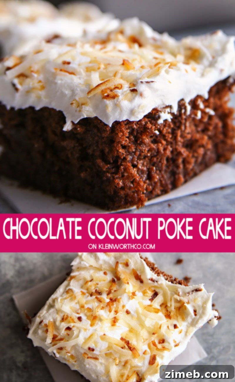Velvet Chocolate Coconut Infusion Cake 2 Chocolate Coconut Poke Cake - Moist chocolate cake with cream of coconut and whipped cream