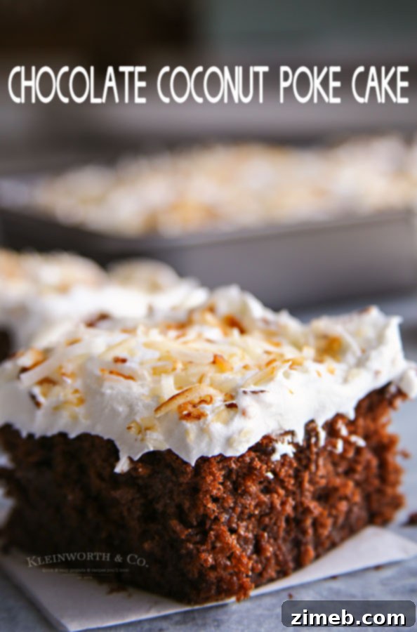 Velvet Chocolate Coconut Infusion Cake 10 Close-up of Chocolate Coconut Poke Cake slices