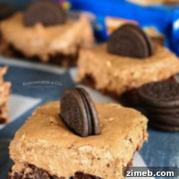 Delicious No-Bake Dark Chocolate OREO Brownie Bottom Cheesecake, a perfect party dessert.