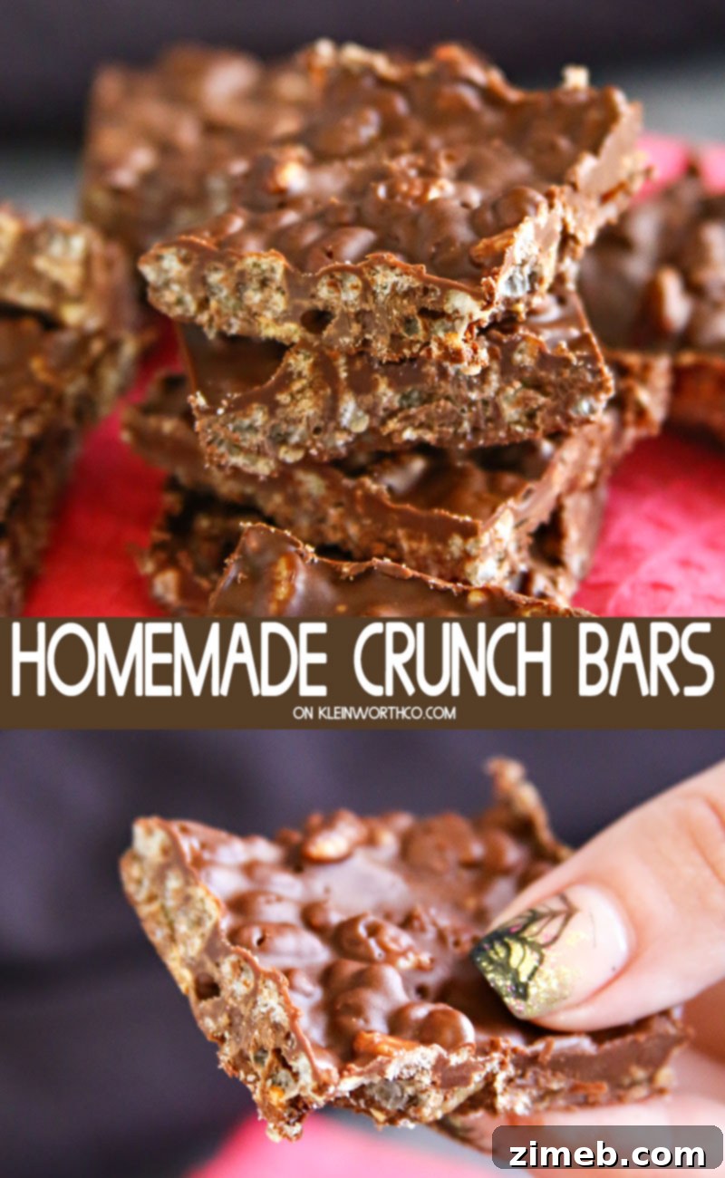 Assortment of Homemade Crunch Bars, a simple and satisfying chocolate dessert.
