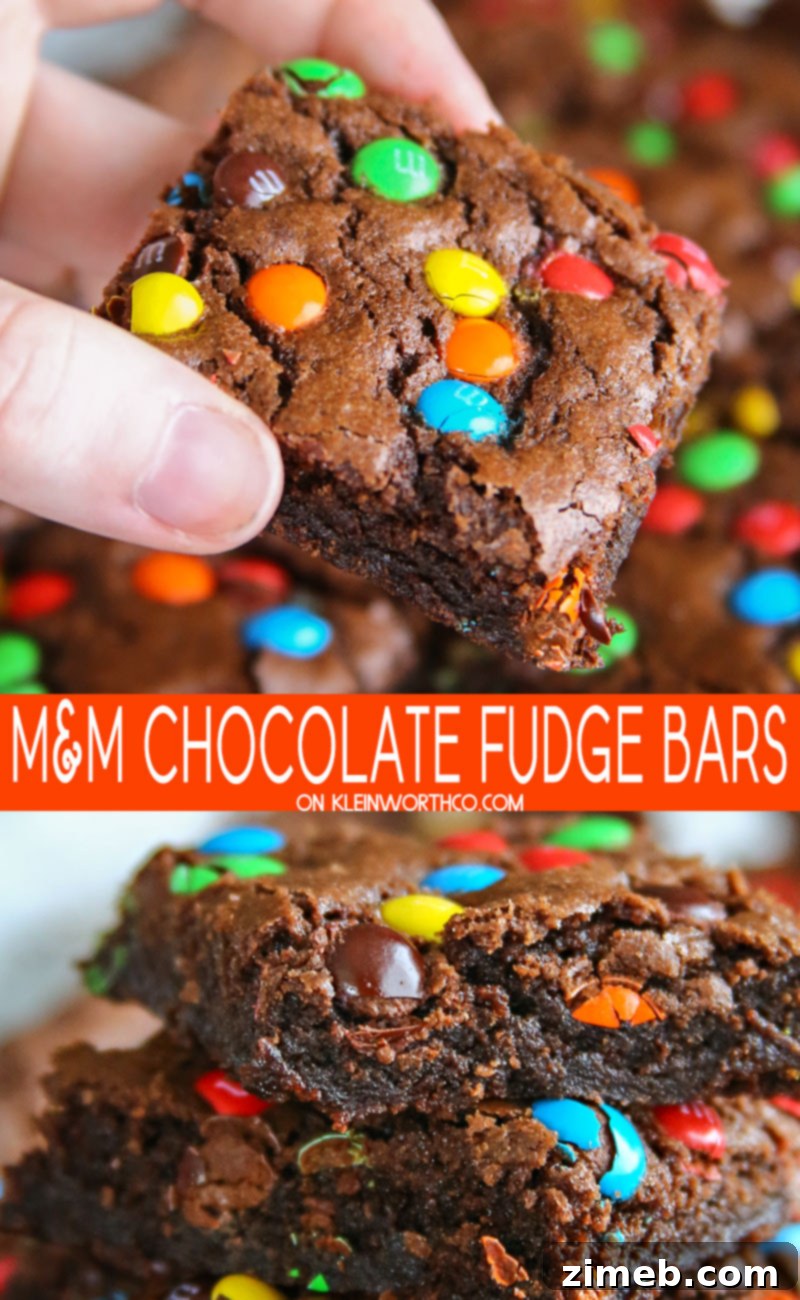Decadent M and M Chocolate Fudge Bars 2 M&M Chocolate Fudge Bars