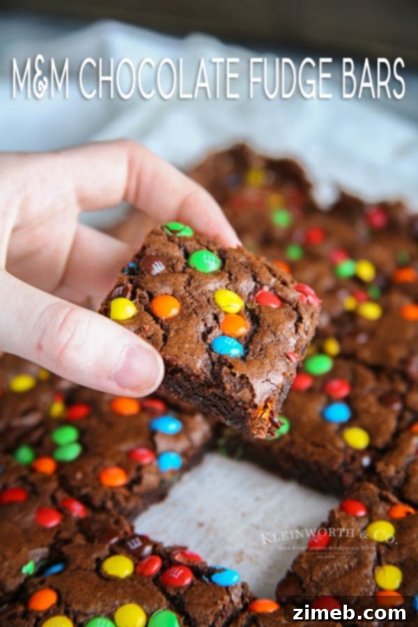 Decadent M and M Chocolate Fudge Bars 12 M&M Chocolate Fudge Bars