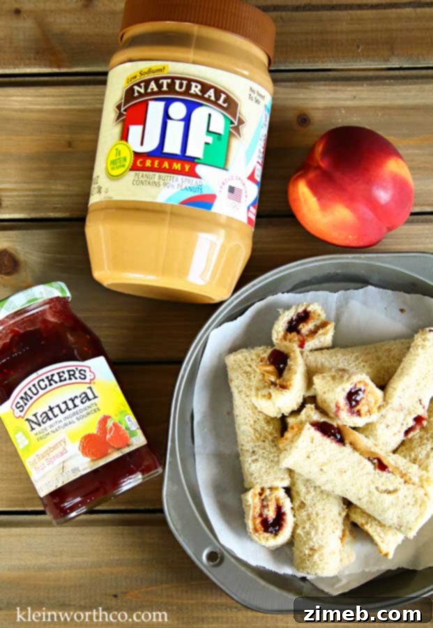 Peanut Butter and Jelly Pinwheels 5 Peanut Butter & Jelly Roll-Ups are a perfect back to school lunch solution