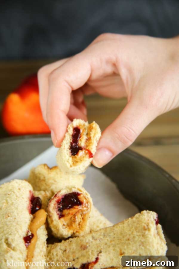Peanut Butter and Jelly Pinwheels 7 Bite-sized Peanut Butter & Jelly Roll-Up Sandwich Bites