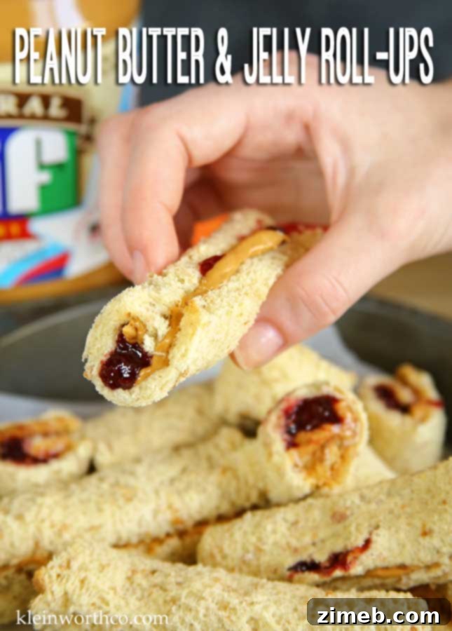 Peanut Butter and Jelly Pinwheels 8 Peanut Butter & Jelly Roll-Ups for Back to School
