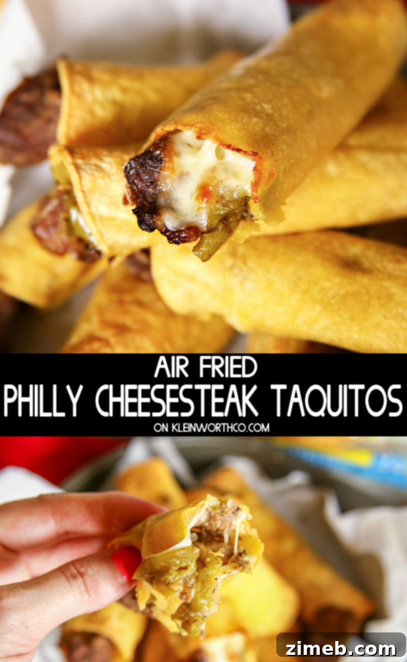 Crispy Air-Fried Philly Cheesesteak Taquitos 2 Crispy Air Fried Philly Cheesesteak Taquitos - perfect game day appetizer