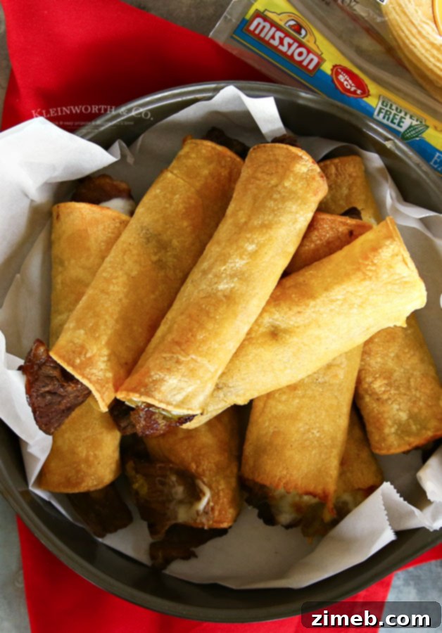 Crispy Air-Fried Philly Cheesesteak Taquitos 3 Easy appetizer recipe - Air Fried Philly Cheesesteak Taquitos
