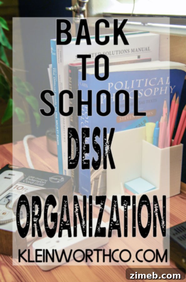 Back to School Desk Organization: A clutter-free space with books, a laptop, and stationery