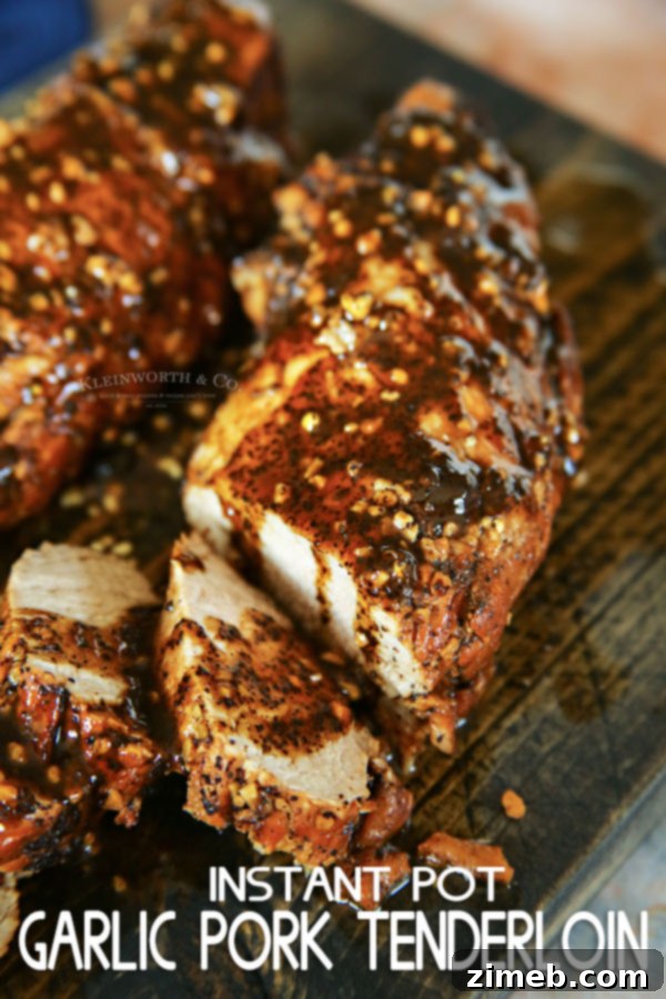 Easy Instant Pot Garlic Pork Tenderloin 13 Instant Pot Garlic Pork Tenderloin served with sides
